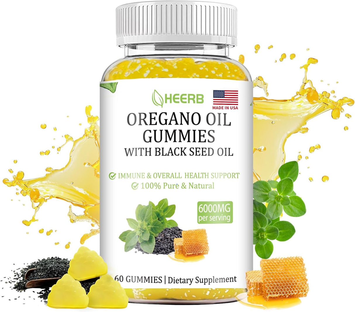 Gummies de Ajo y Semilla Negra Orgánico, 6000mg, 60 unidades