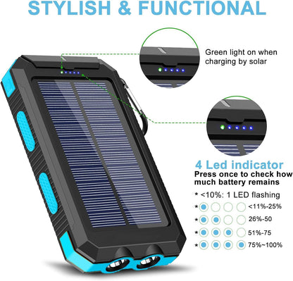 Banco Solar Portátil 38800mAh Cargador Dual USB Impermeable