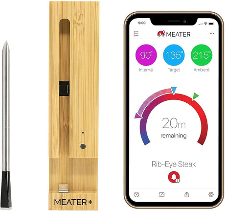 Termómetro de carne MEATER Plus, Bluetooth, guantes BBQ, bundle