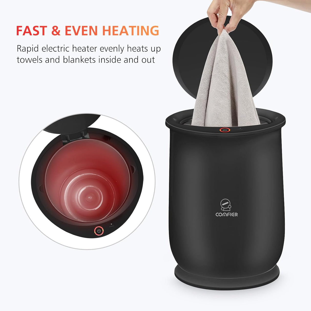 Toalla Caliente Comfier, Calienta toallas en 10 min, Apagado automático