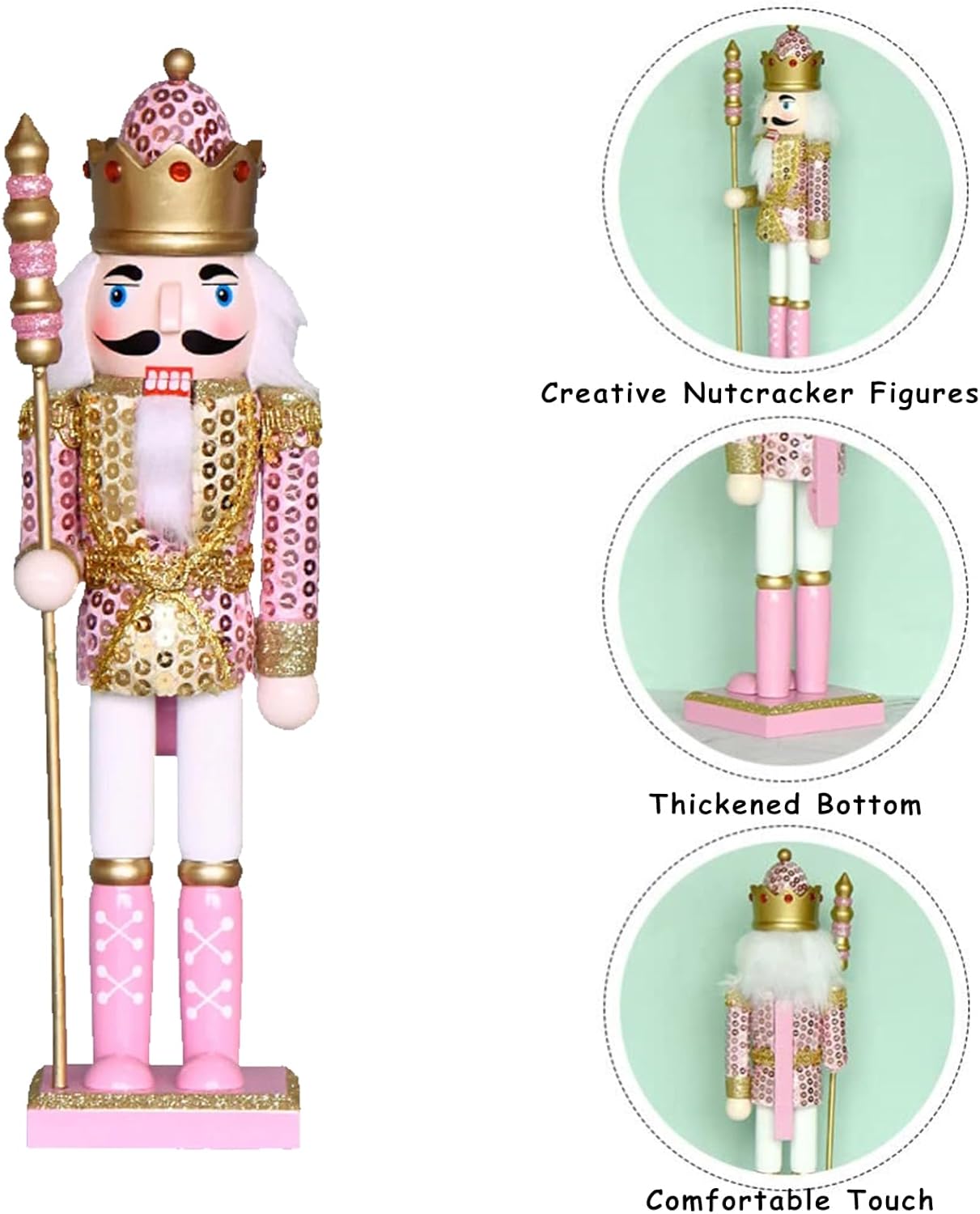 Figuras de Nutcracker de Madera, Decoración Navideña, 12 Pulgadas