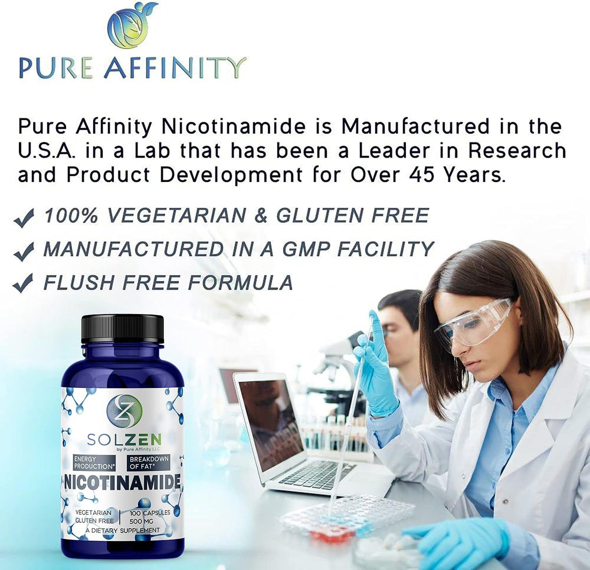 Suplemento Nicotinamida B3 500mg Potenciador de energía 100