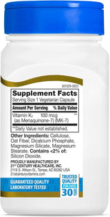 Vitamin K2 (MK-7) 100 mg Cápsulas Vegetarianas 110 pzas