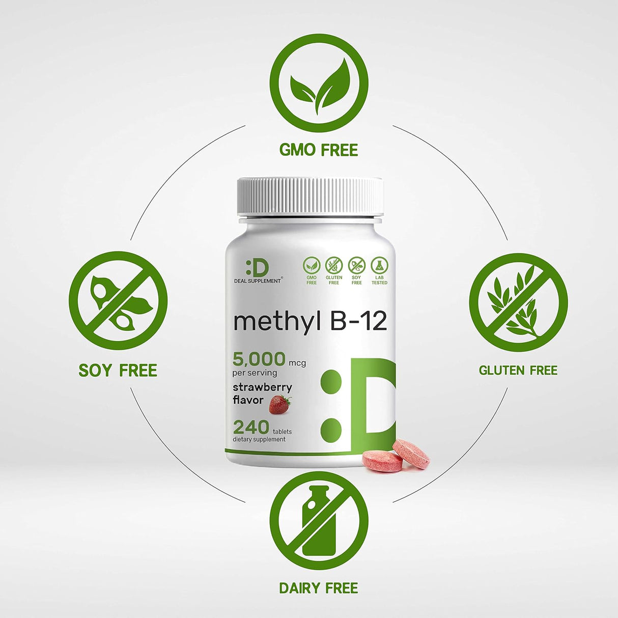 Vitaminas Metil B-12 de 5000 mcg 240 tabletas masticables