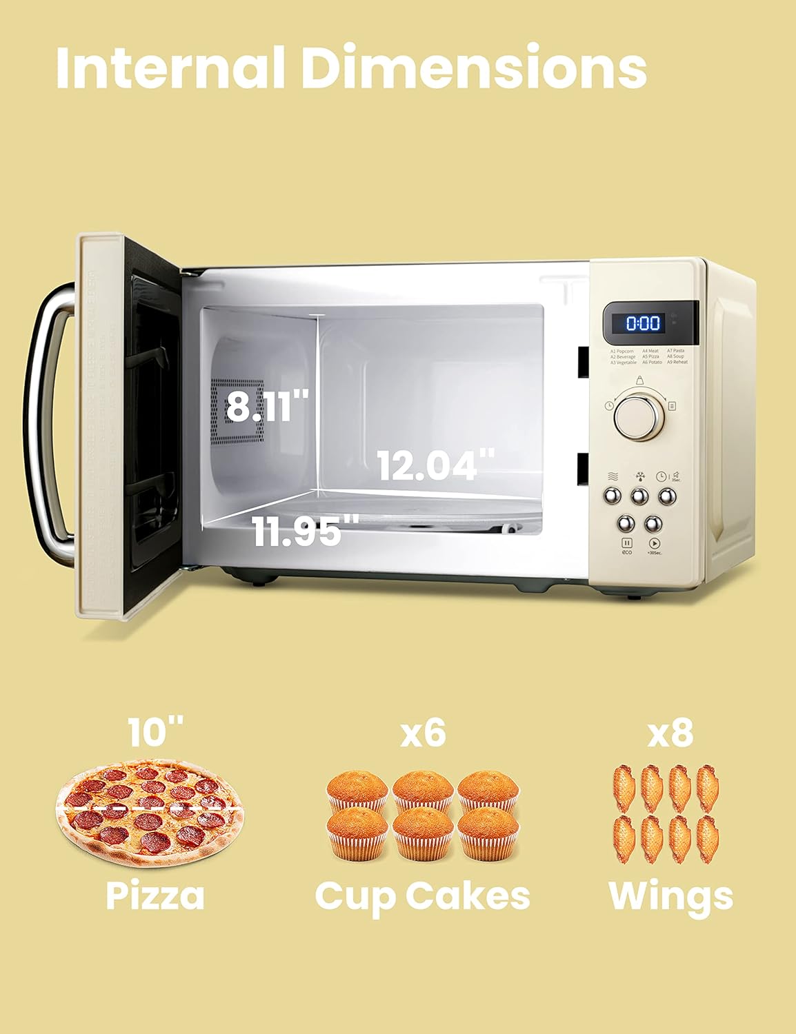 Microondas Retro COMFEE', 0.7 Cu Ft, 700W, 9 Menús, AM720C2RA-A