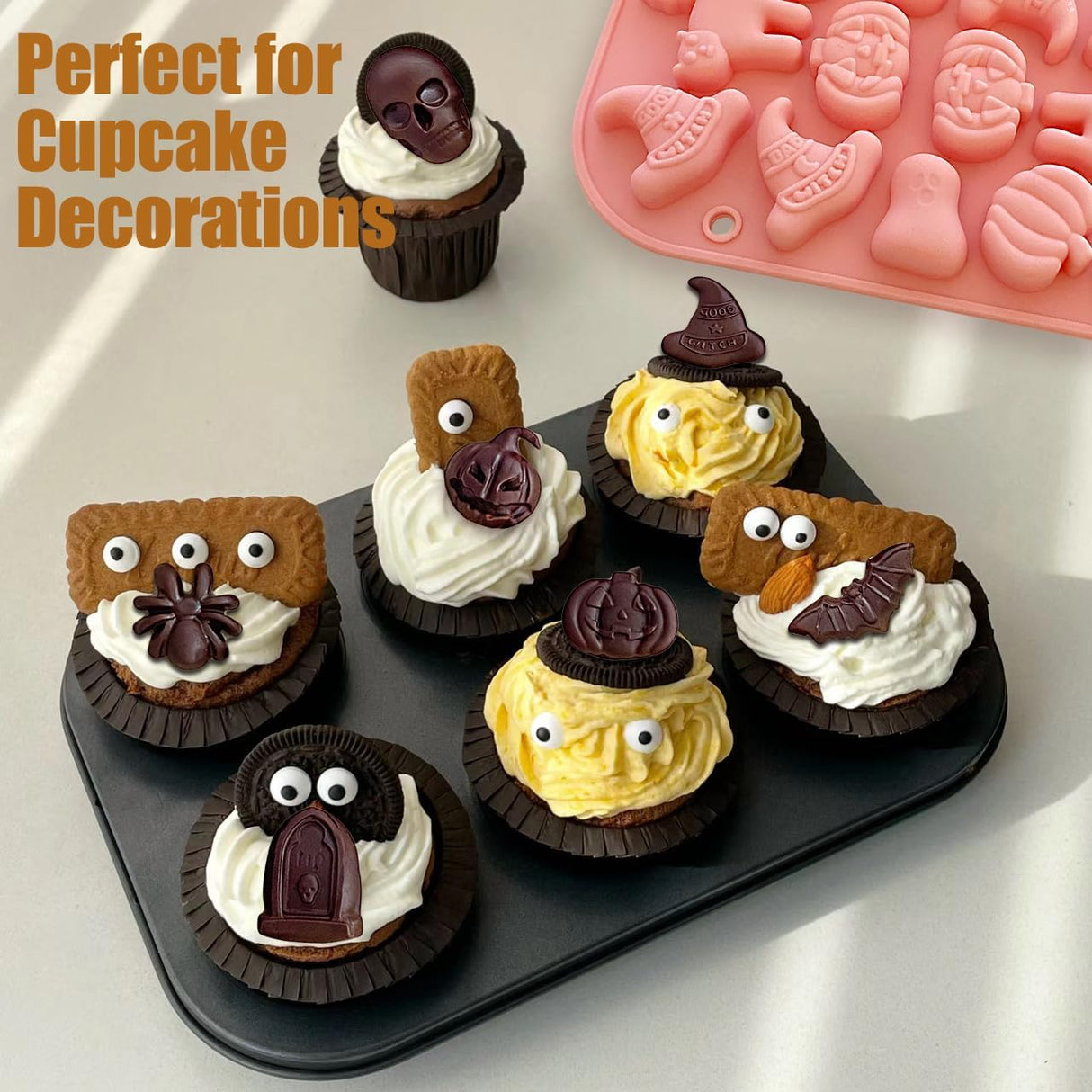Moldes de Silicona Halloween, 3 Pack, para Chocolate y Repostería