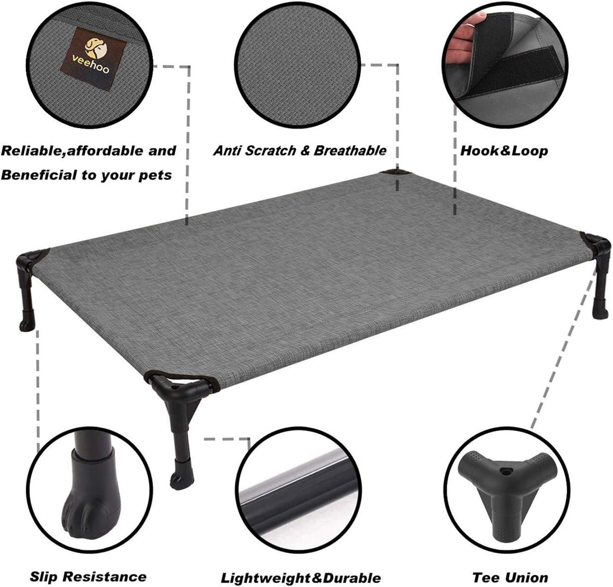 Cama Elevada para Perros Veehoo, Portátil, Mesh Lavable, CWC1803-L