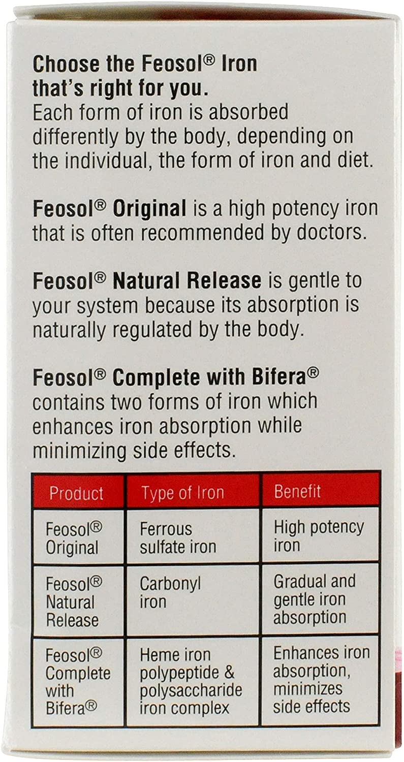 Suplementos Feosol de hierro sulfato ferroso  325 mg