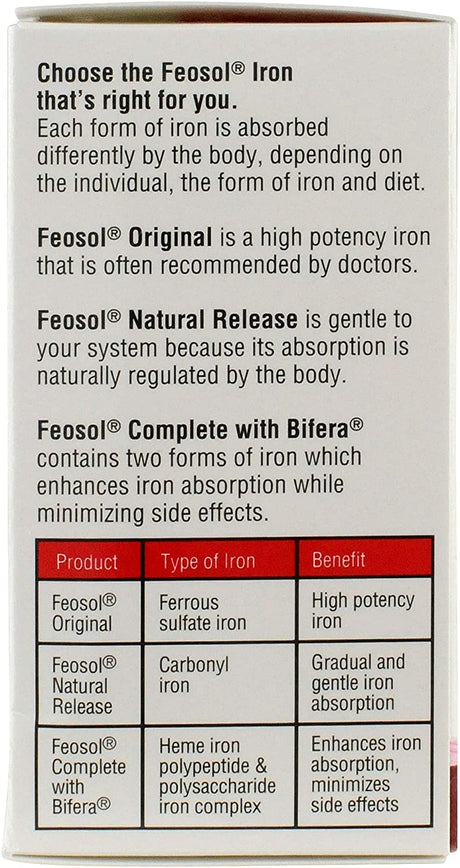Suplementos Feosol de hierro sulfato ferroso  325 mg