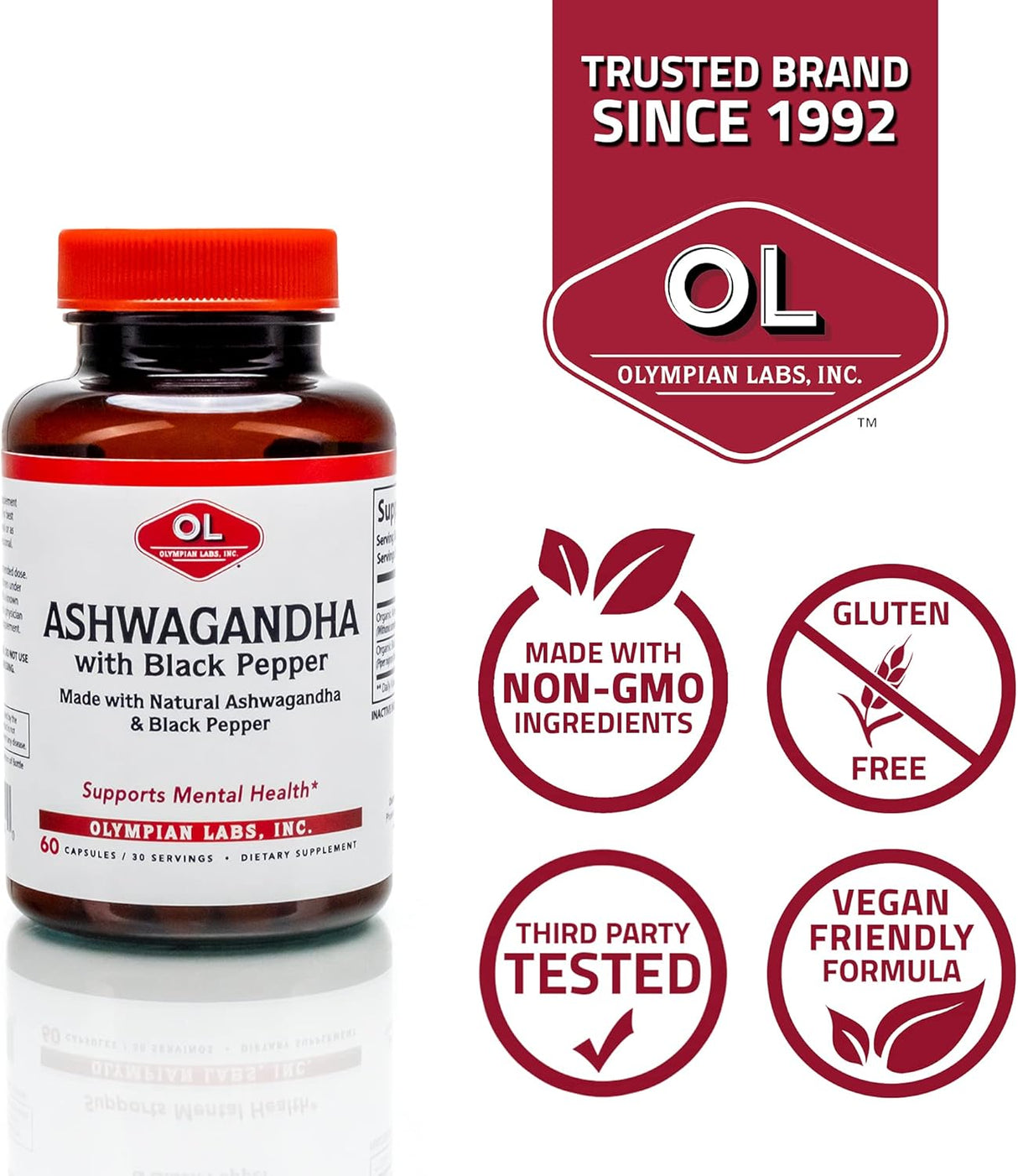 Ashwagandha Orgánica Olympian Labs - 60 Cápsulas Veganas