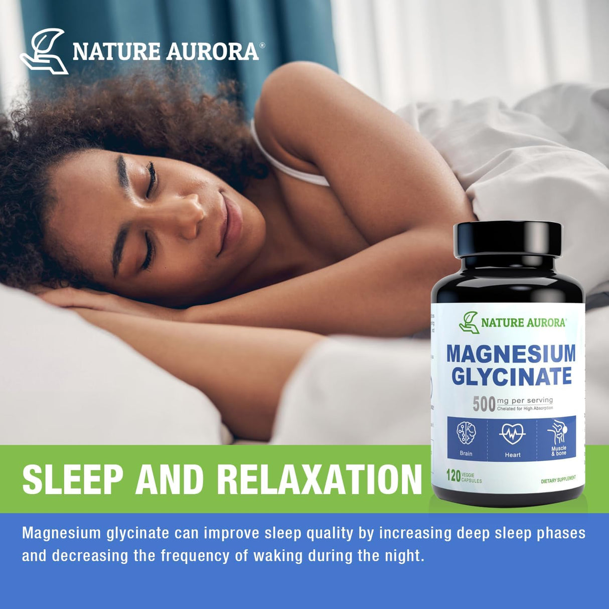 Magnesio Glycinato 500mg Cápsulas - Alta Absorción 120ct