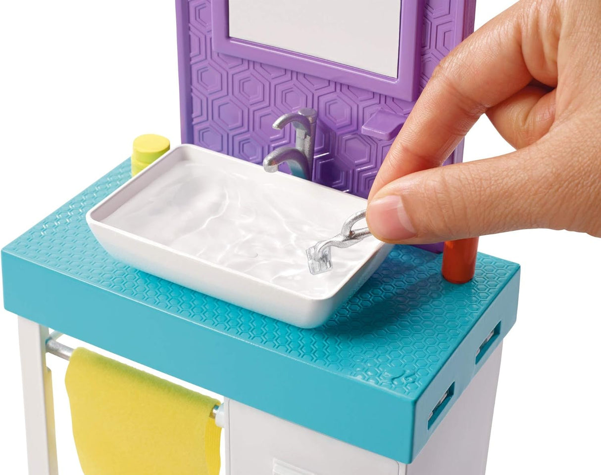 Barbie Ken Set de Baño con Mueble y Accesorios para 3-7 Años