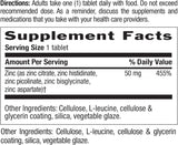 Suplementos  Tabletas de zinc de 50 Mg, 90 unidades