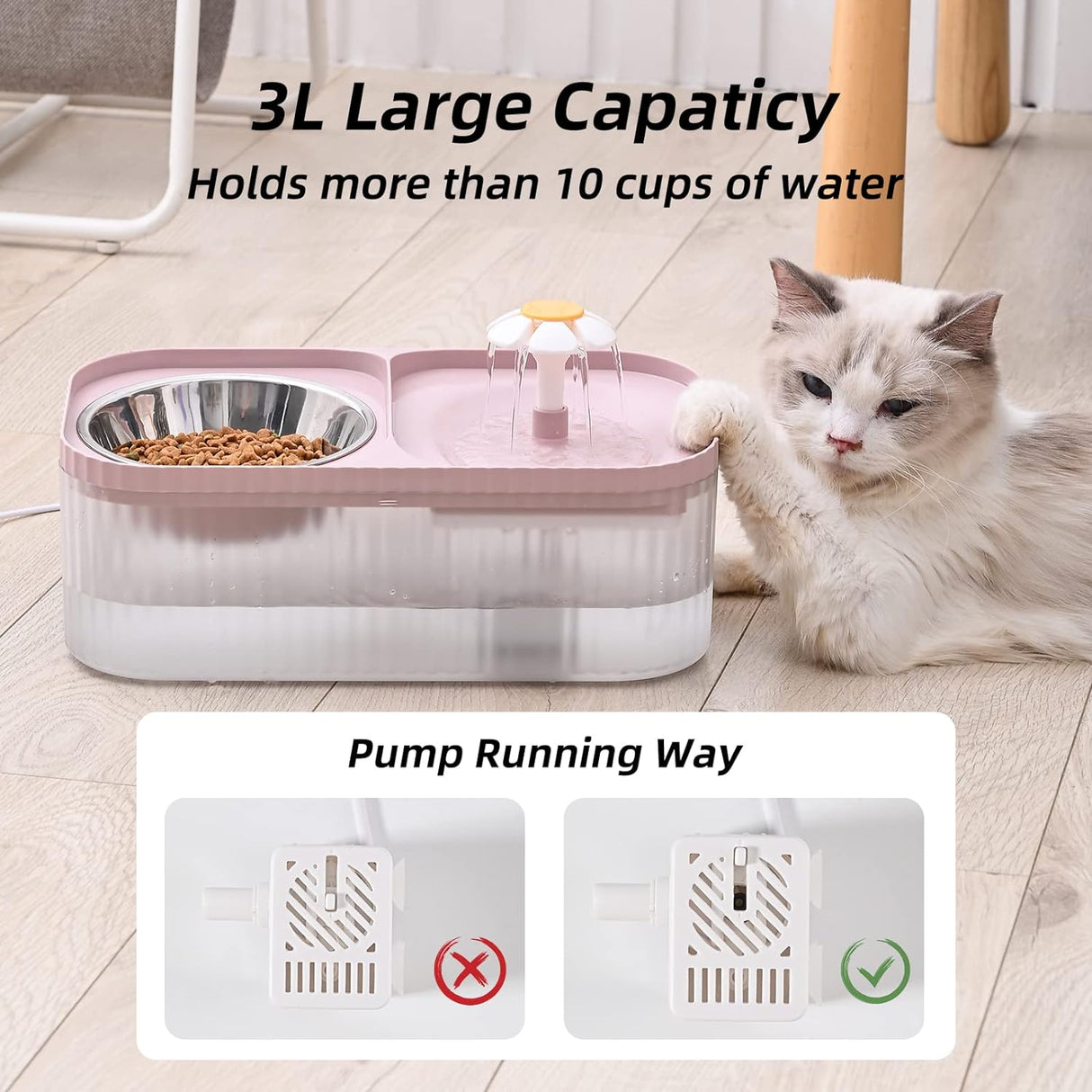 Comederos y Bebedero para gatos dispensador de agua rosado