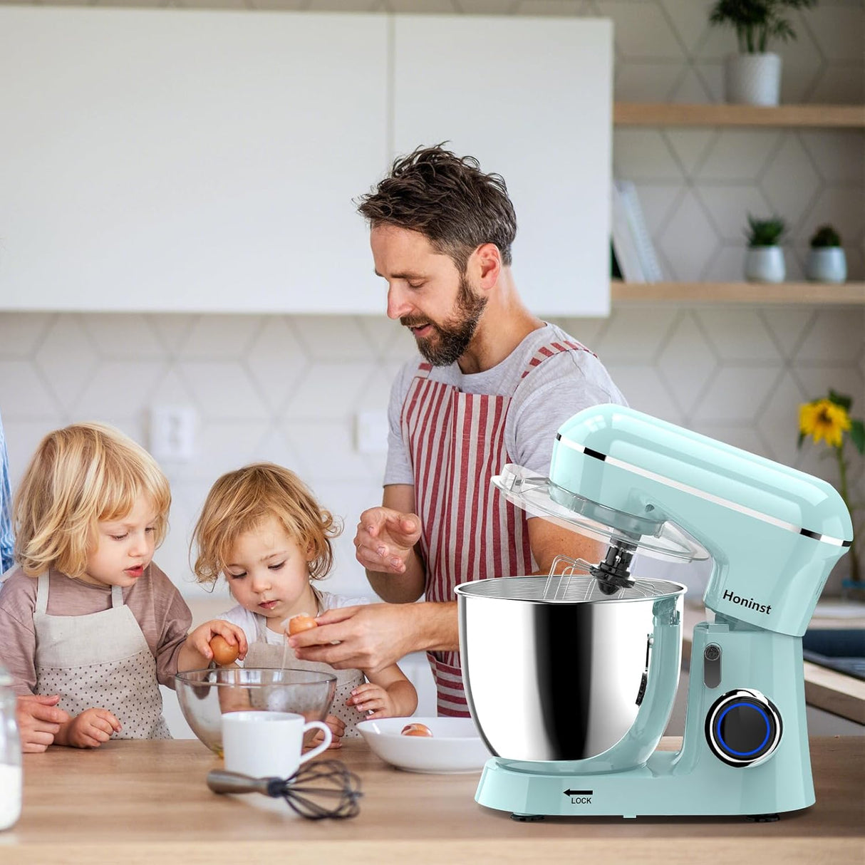 Batidora de Pie 6.5QT 10 Velocidades 660W, Modelo 3-en-1