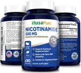Suplementos Nicotinamida con resveratrol vitamina B3 500 mg