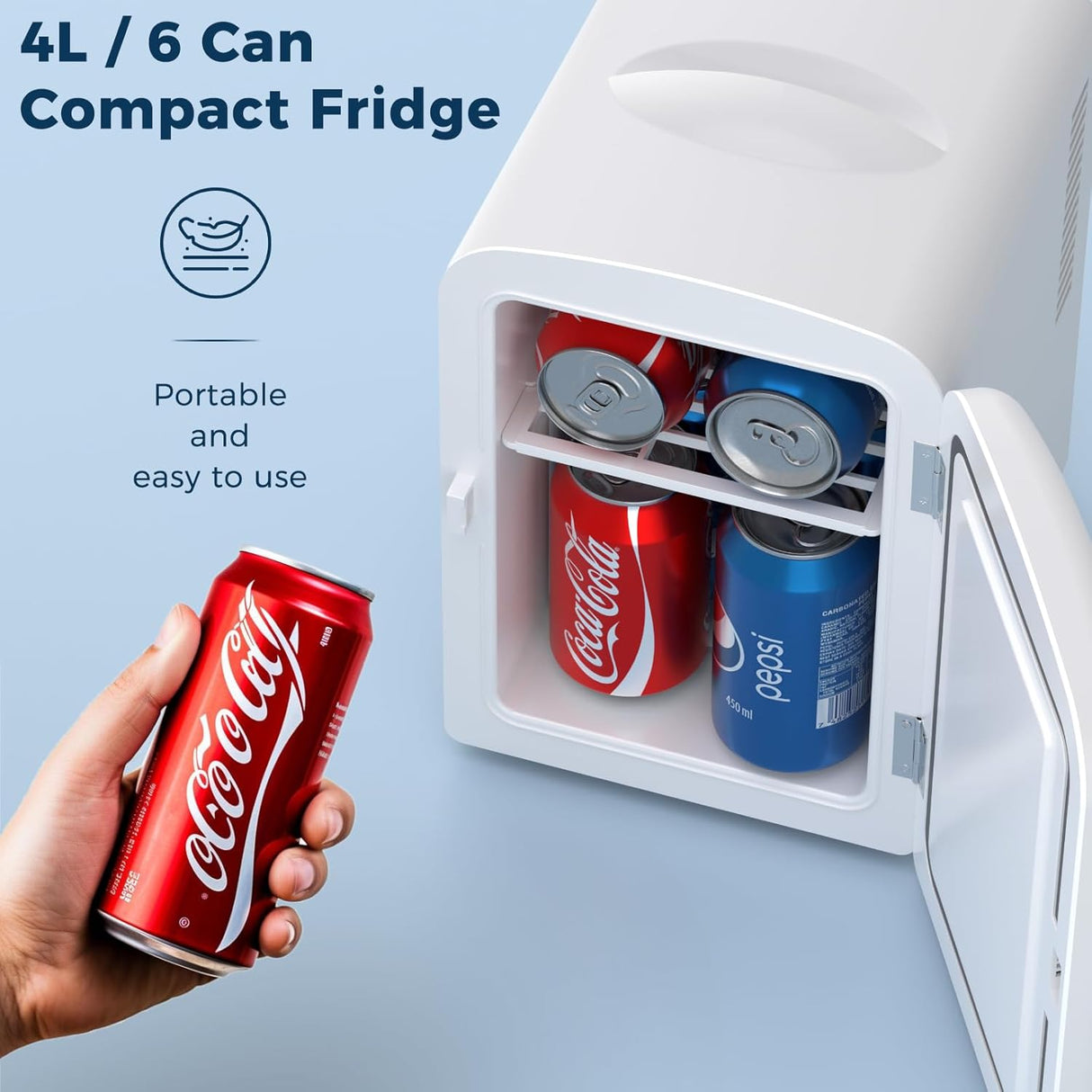 Refrigerador Compacto Antártico, 4L, Portátil, Mini Fridge