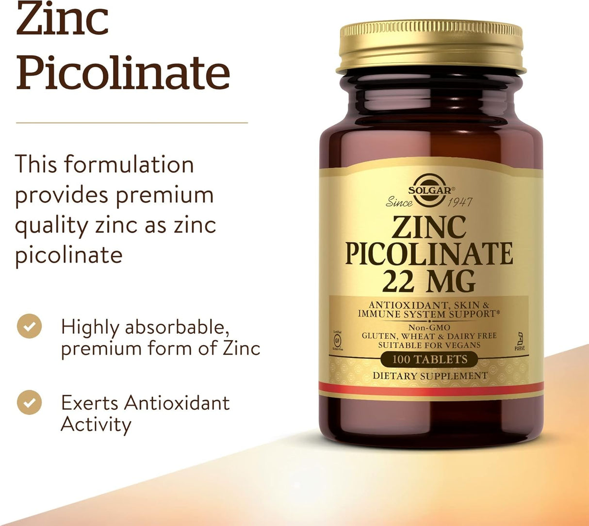 Suplementos Alimenticio Picolinato de zinc de 22 mg 100 tab
