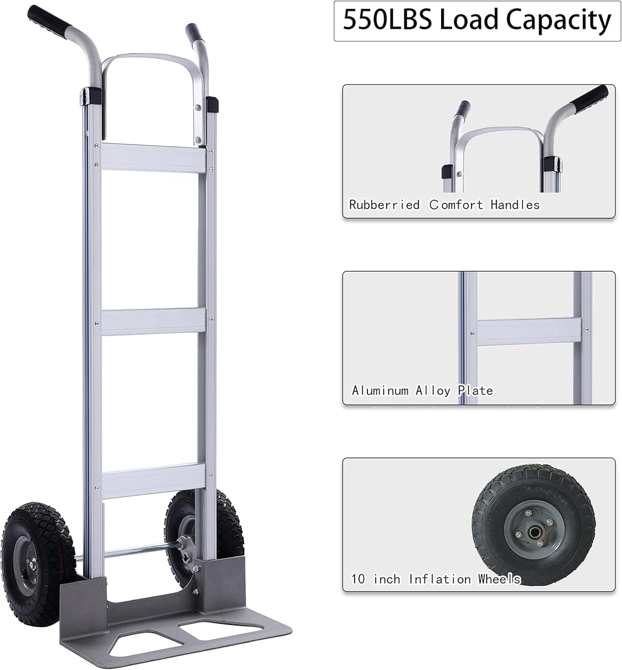 Carretilla de Aluminio LEADALLWAY 550lbs, Ruedas Inflables 10