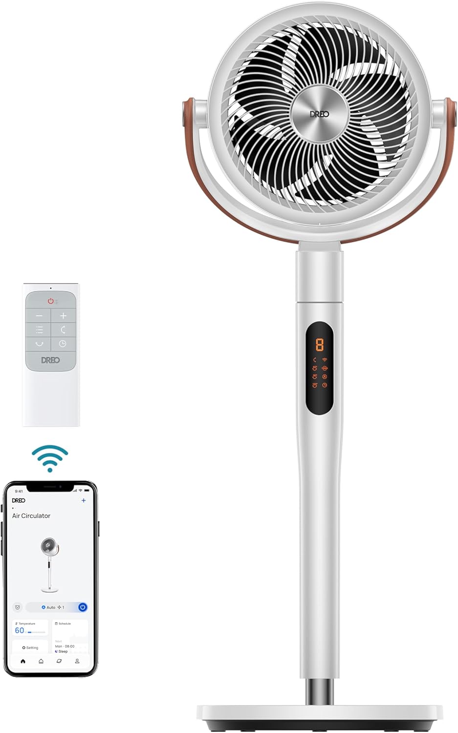 Ventilador de pedestal Dreo, oscilante, Wi-Fi, 6 modos, 513S