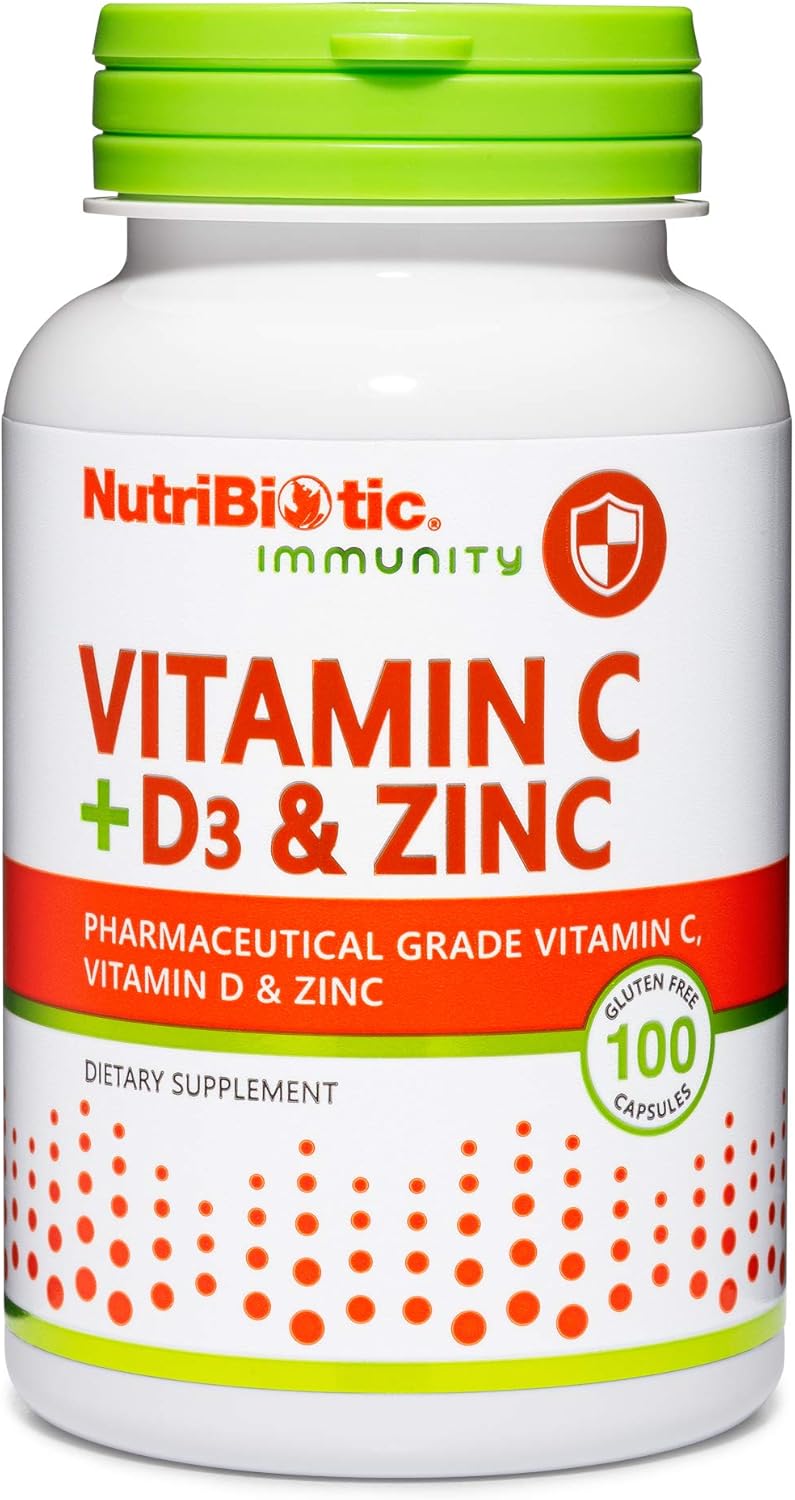 NutriBiotic Vitamina C+D3+Zinc 100 Cápsulas | Apoyo inmunidad