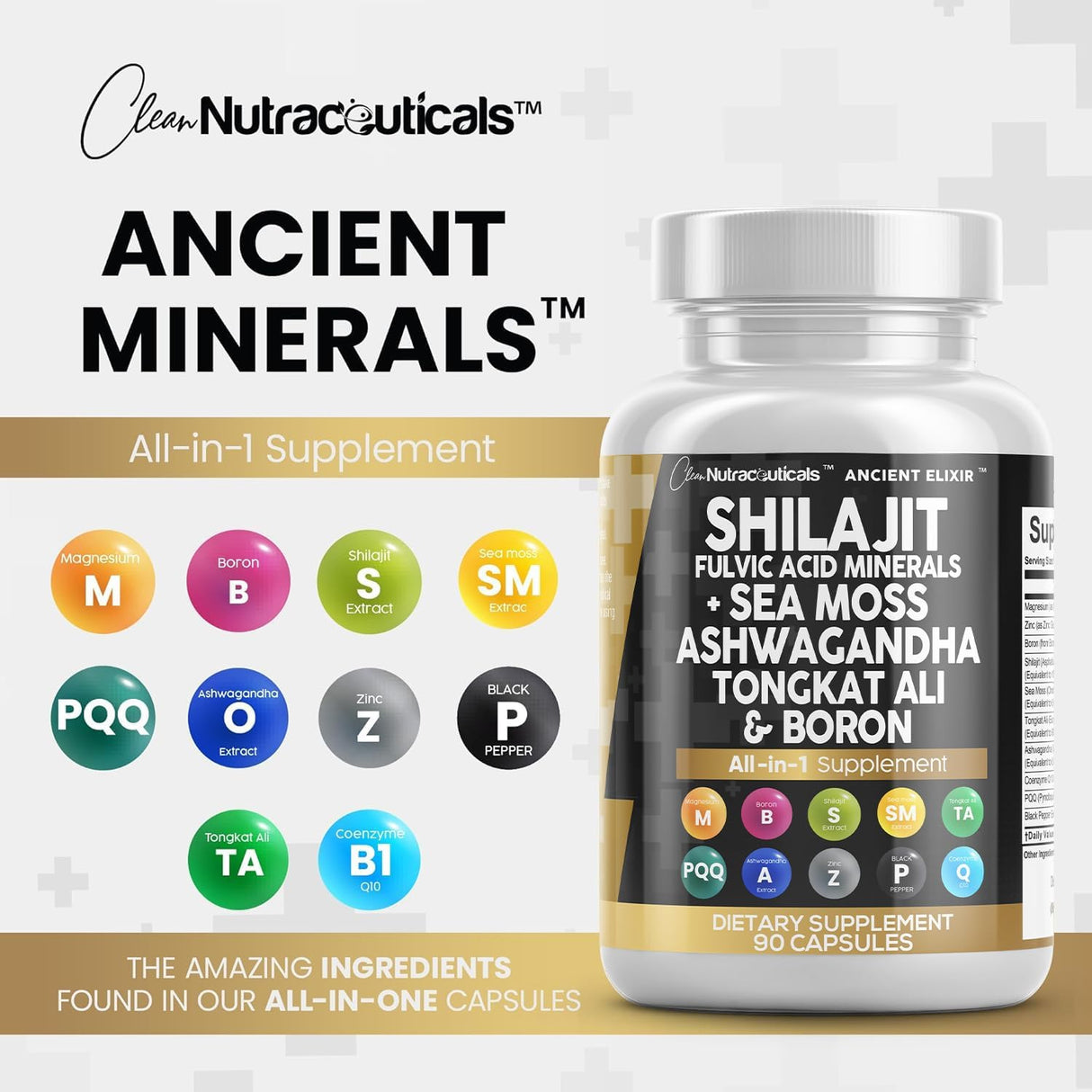Suplemento Shilajit Clean Nutraceuticals 10,000mg 90 Cápsulas