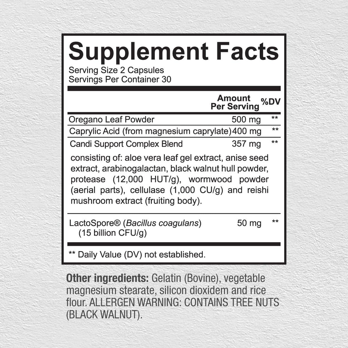 Suplemento Premium para Candida, Oregano, Probióticos 60 cápsulas