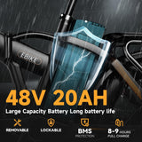 Bicicleta eléctrica 1000W, 48V 20AH, 30+MPH, 80 millas, modelo E-Bike