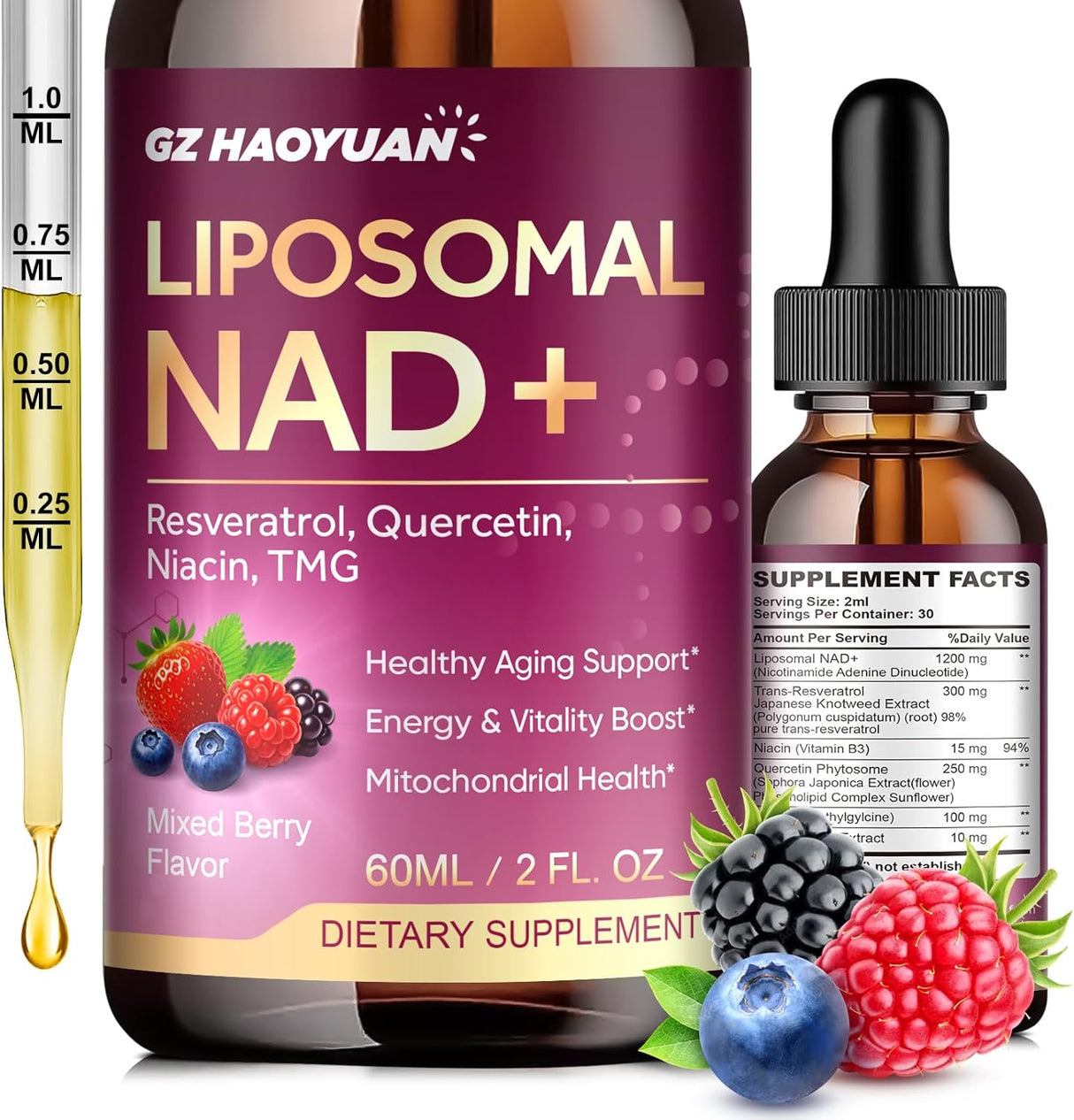 Liposomal NAD Líquido 1200mg - Salud Celular y Antiedad