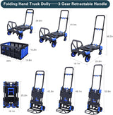 Carretilla Plegable 2 en 1, Capacidad 330LBS, Ruedas 4, Modelo X