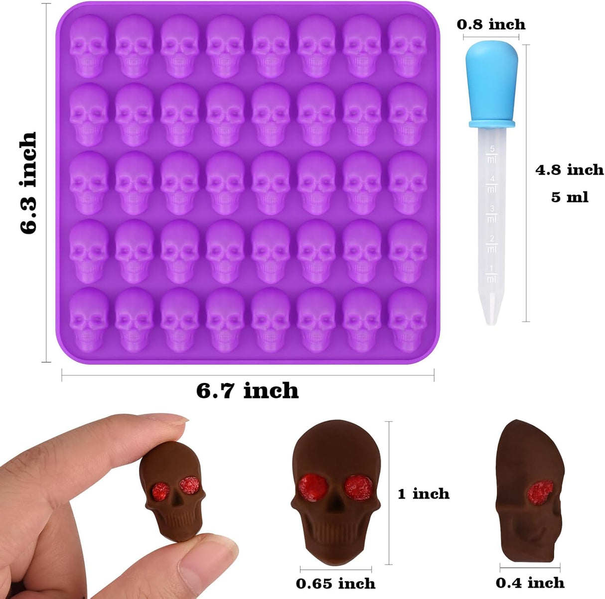 Moldes de Calavera HUAKENER, 2 Pack para Chocolate y Dulces