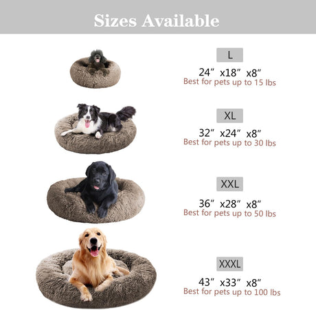 Cama MFOX para Perros Grandes, Suave y Acogedora, Donut