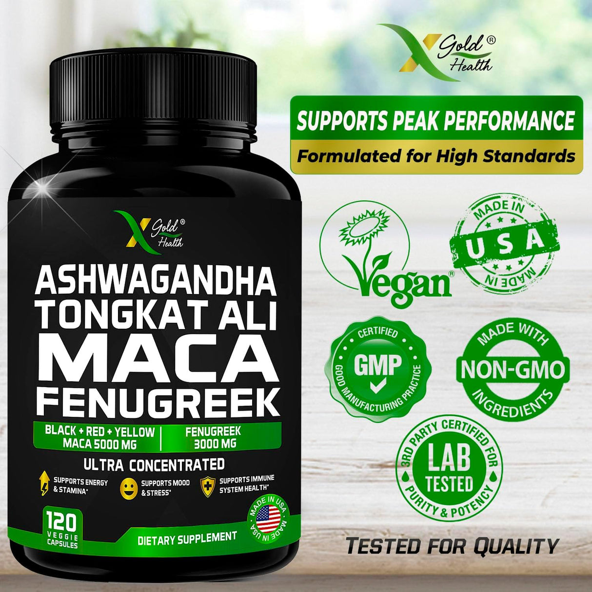 Suplemento de fenogreco de 3000 mg Extracto de raíz de maca