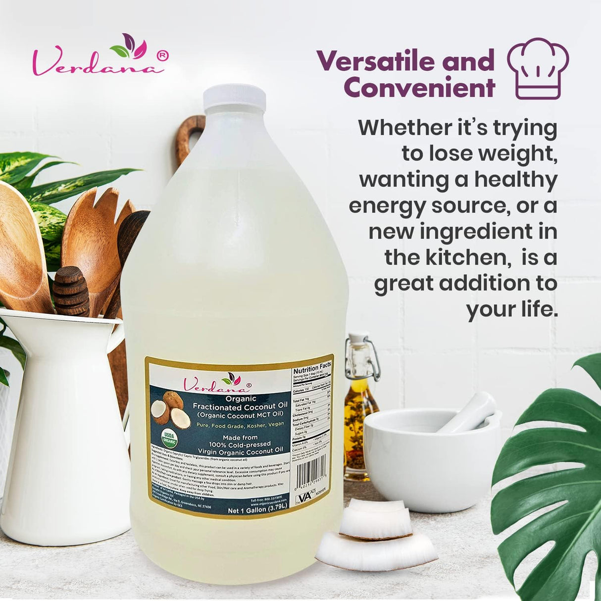 Suplemento Aceite de coco orgánico fraccionado MCT  1 galón