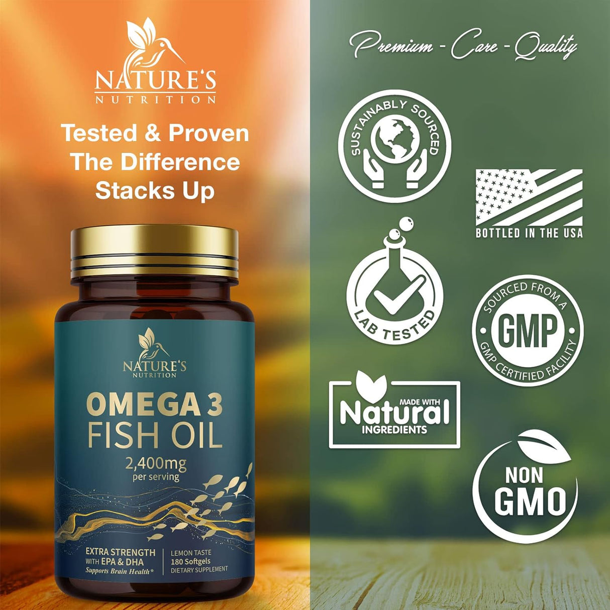 Suplemento Aceite de pescado Omega 3 Triple Strength 2400 mg
