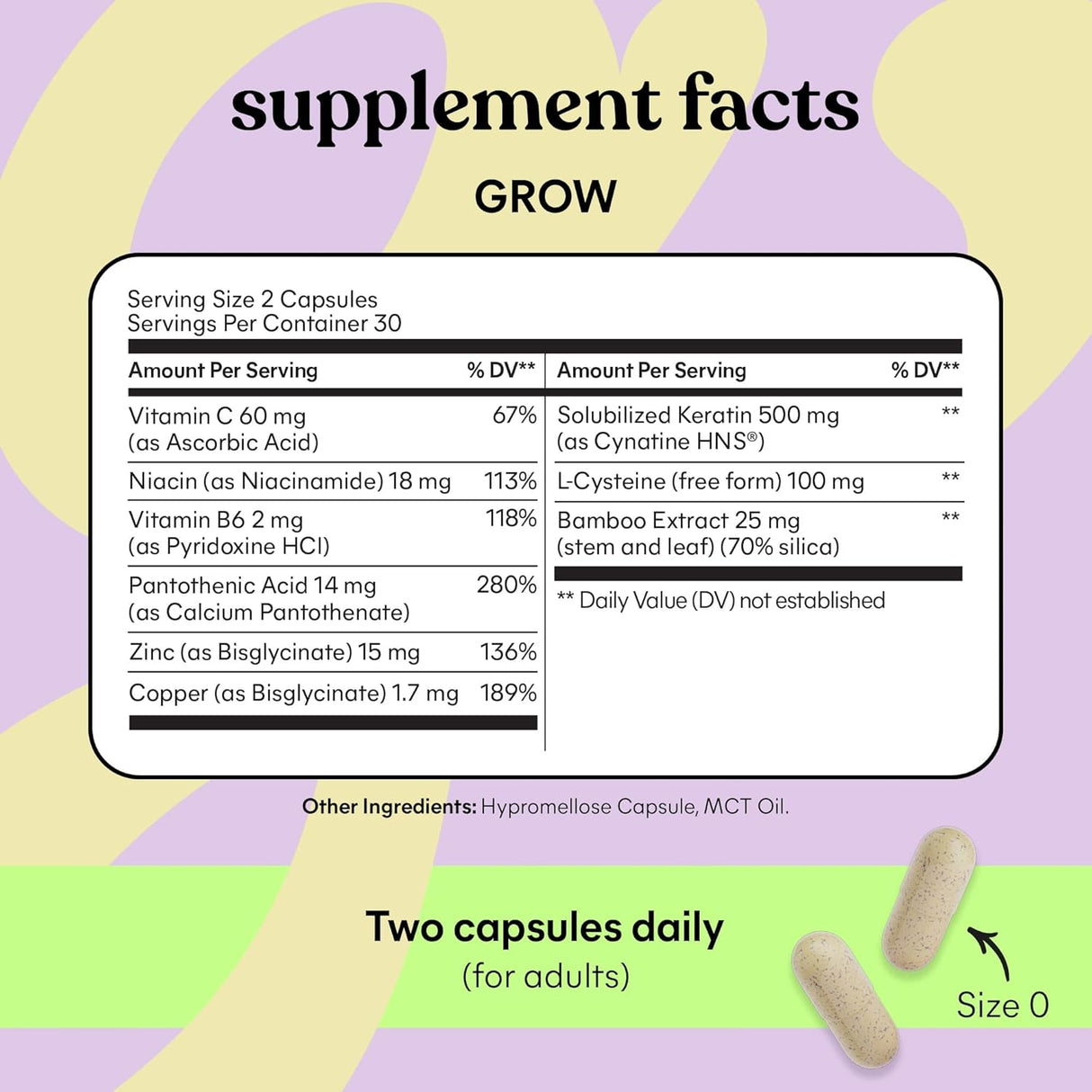 Suplemento Lemme Grow para el Crecimiento del Cabello, 1 Mes