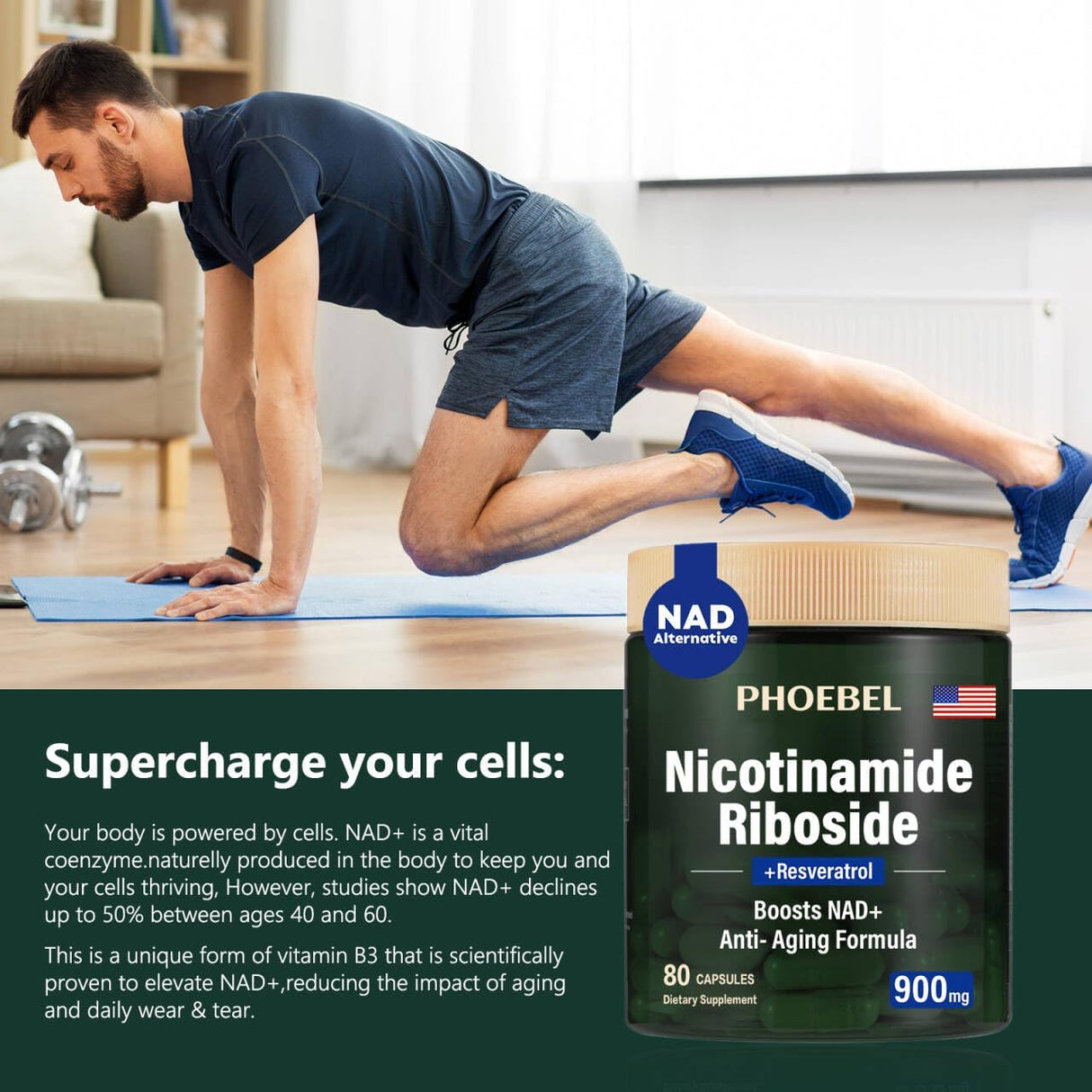 Reabastecimiento NAD+ 900mg (80 cápsulas) - Suplemento Vital