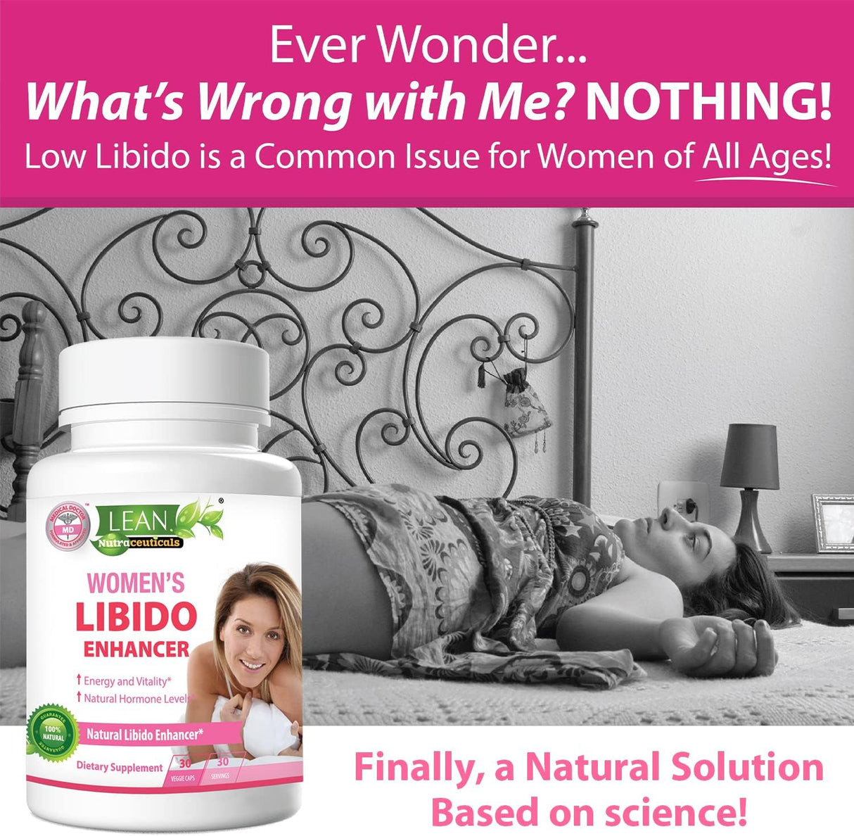 Suplemento Libido Mujer, Energía, Equilibrio Hormonal, 30 Caps