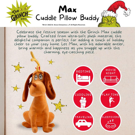 Almohada Cuddle Max Perro Dr. Seuss Suave Navidad Oficial