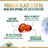 Aceite de Nigella Sativa 1000mg - Natural, Antioxidante, 180 Softgels