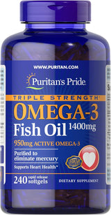 Puritan's Pride Omega-3 Fish Oil 1400mg Suplemento 240 Softgels