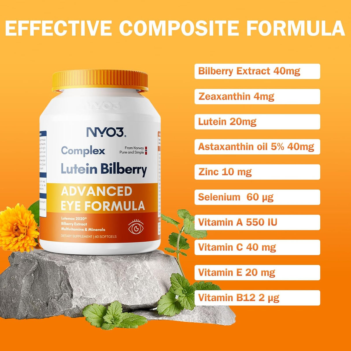 Suplemento de Luteína 20mg y Zeaxantina, Lutemax 2020, 60 cápsulas