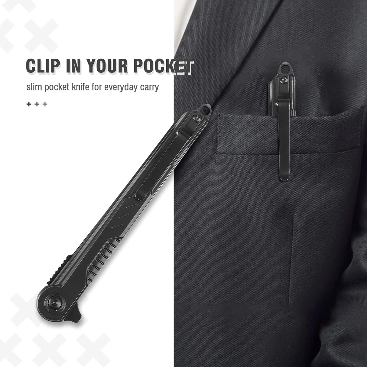 Cuchillo de bolsillo EDC para hombre de acero inoxidable