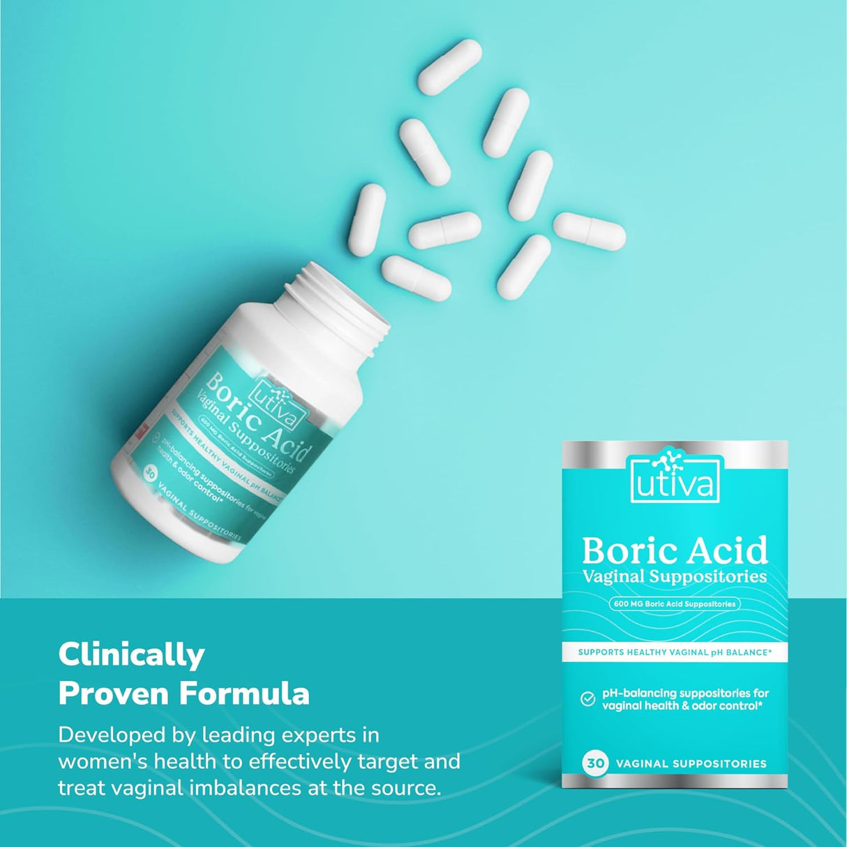 Supositorios de ácido bórico Utiva  Balance de pH  30 unid