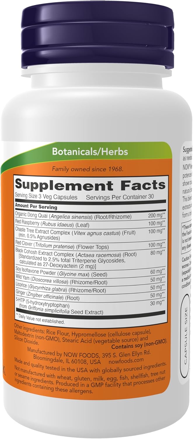 Suplemento de Menopausia NOW Foods con Extractos y Nutrientes, 90 Cápsulas