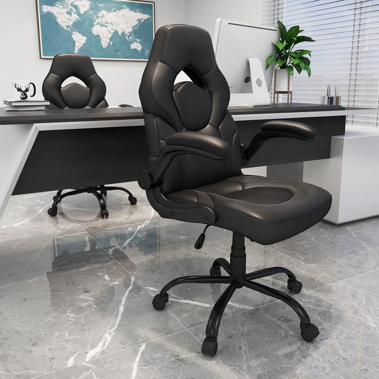 Silla Gaming de cuero regenerado, Negro S6YH Wonder Comfort