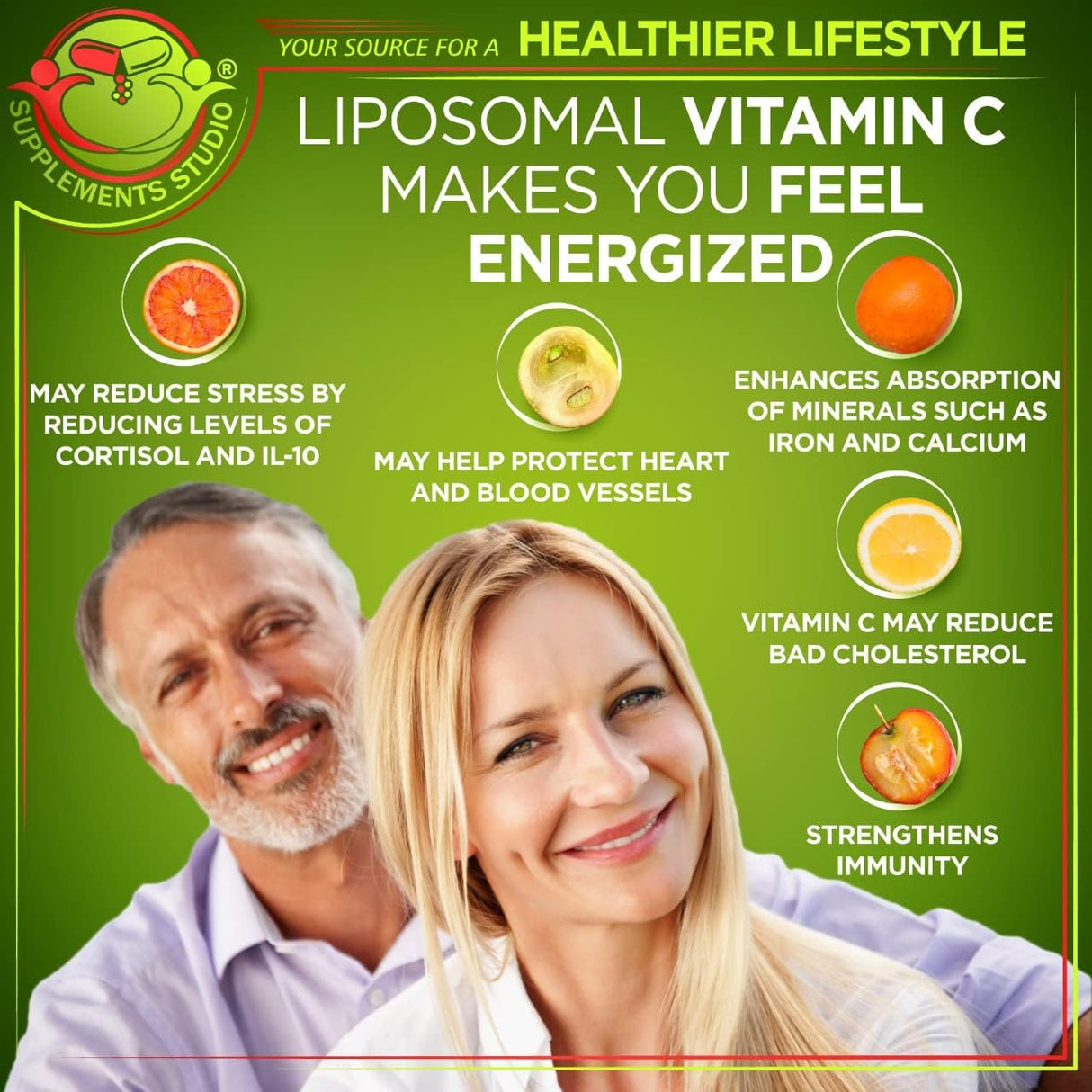 Suplementos liposomales de vitamina C en polvo, 1500 mg
