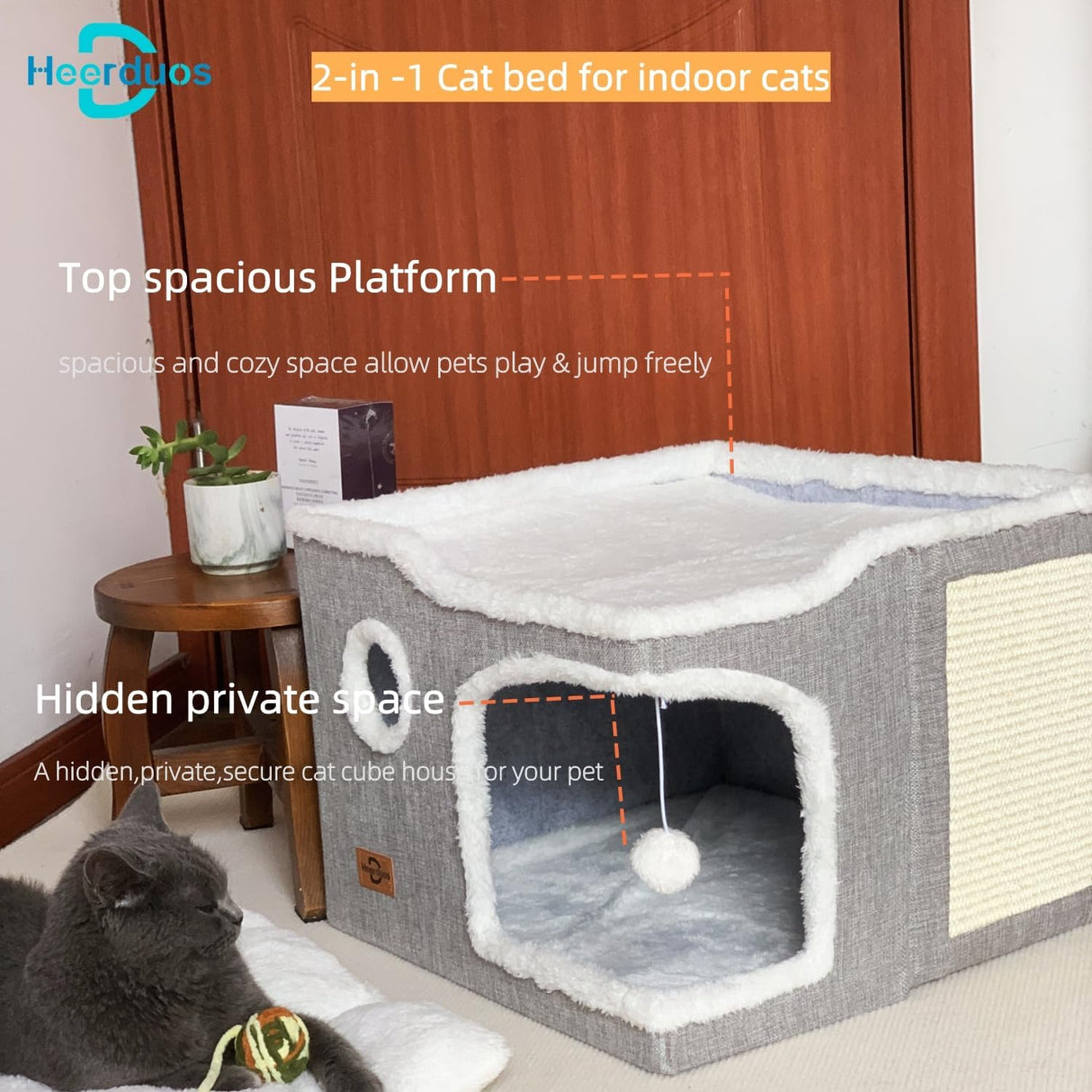 Cueva para Gatos, Marca Desconocida, con Alfombrilla Suave, Modelo 1