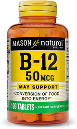 MASON NATURAL B12 50 mcg con Calcio, 100 Tabletas Saludables