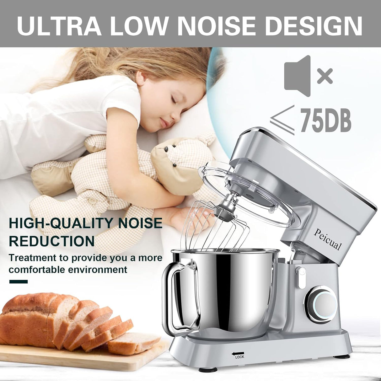 Batidora de pie 6QT, 10+P, acero inoxidable - Modelo 2023